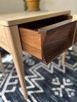 The Luna - Handcrafted Walnut & Ash Side Table with Brass Detail | Mid-Century Modern Nightstand