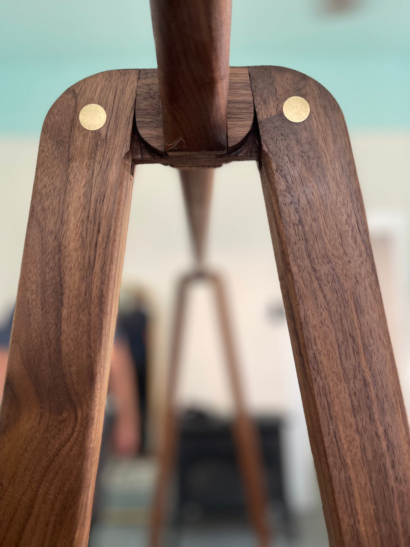 The Basecamp - Handmade Solid Wood A-Frame Wardrobe – Brass Pins, Shelf, Modern Garment Stand