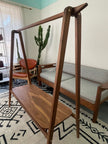 The Basecamp - Handmade Solid Wood A-Frame Wardrobe – Brass Pins, Shelf, Modern Garment Stand